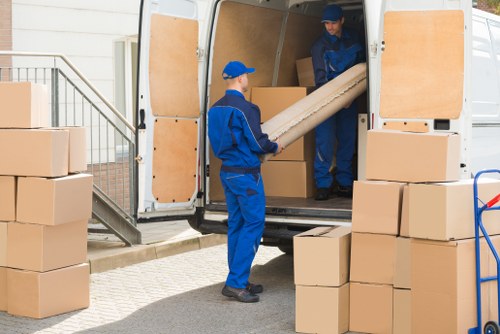 Removal van beside an Islington flat during a local move