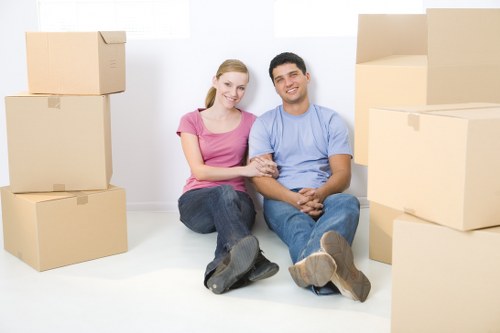 Household furniture and boxes being loaded for an Islington move