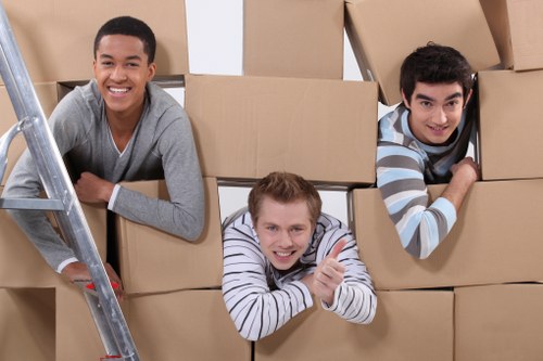 Boxes and furniture being prepared for a local house move