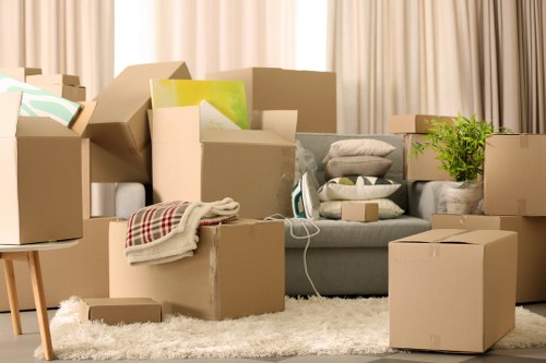 Packed household items ready for a move in Islington