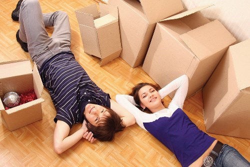 Carefully organised moving equipment and protected furniture in Islington